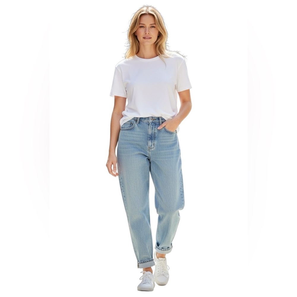 VTG Gap Blue Jeans No. 9 Reverse Fit RVS Sz 10/34 Light Wash High Rise Baggy Fit
